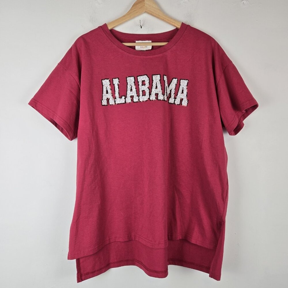 Fantastic Fawn Alabama Shirt Womens Large Sequins Gameday Football Oversized